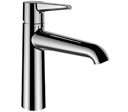 Mélangeur de lavabo PURE S 140 mm, goulot fixe Eco+, eau froide par position du levier au milieu sans vidage, chromé