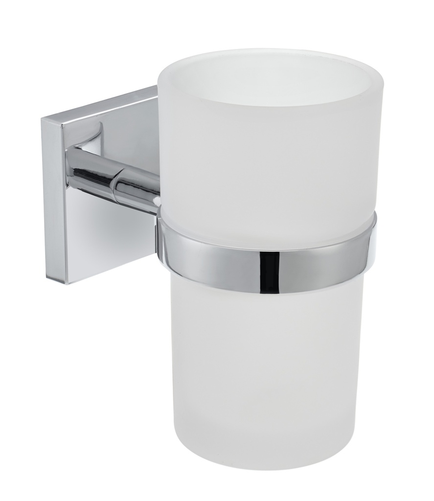 Porte-verre simple 16.7 x 10.4 x 11.1 cm ELLE verre véritable opaque, chromé