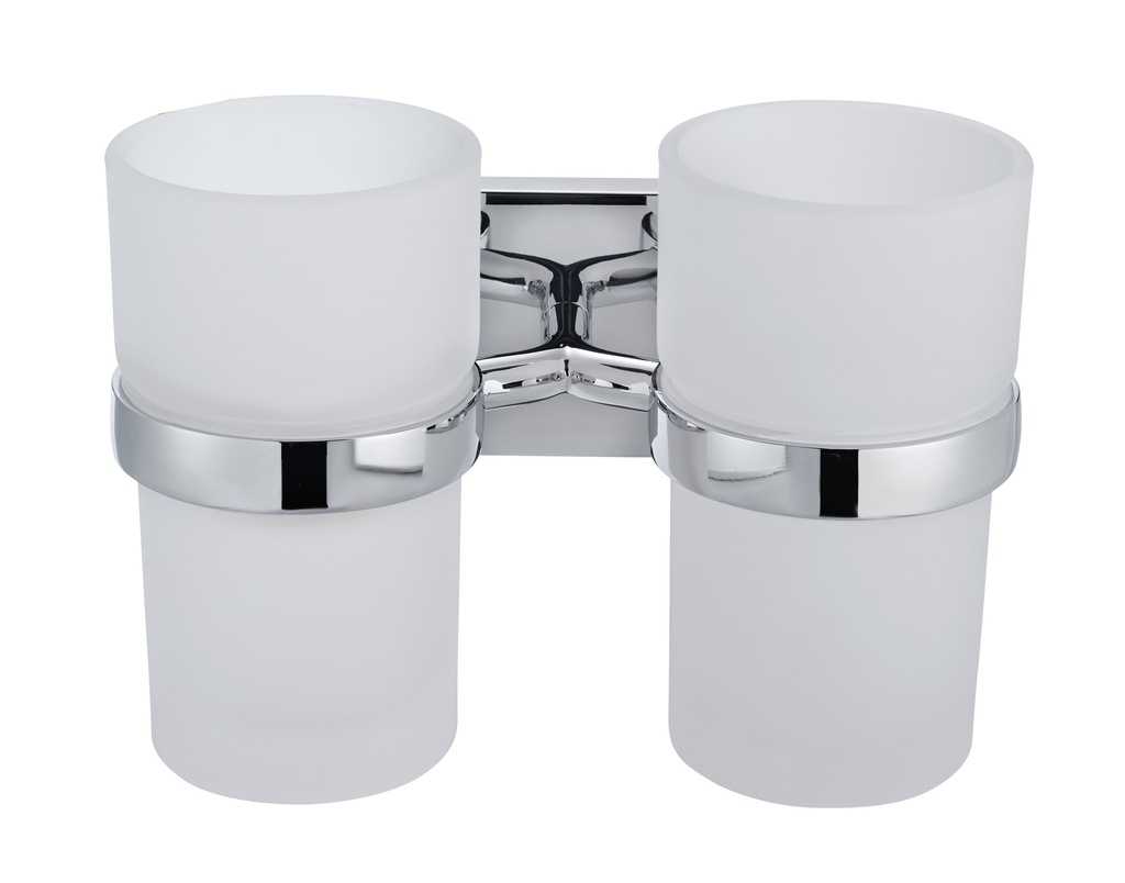 Porte-verre double 16.7 x 10.4 x 11.1 cm ELLE verre véritable opaque, chromé