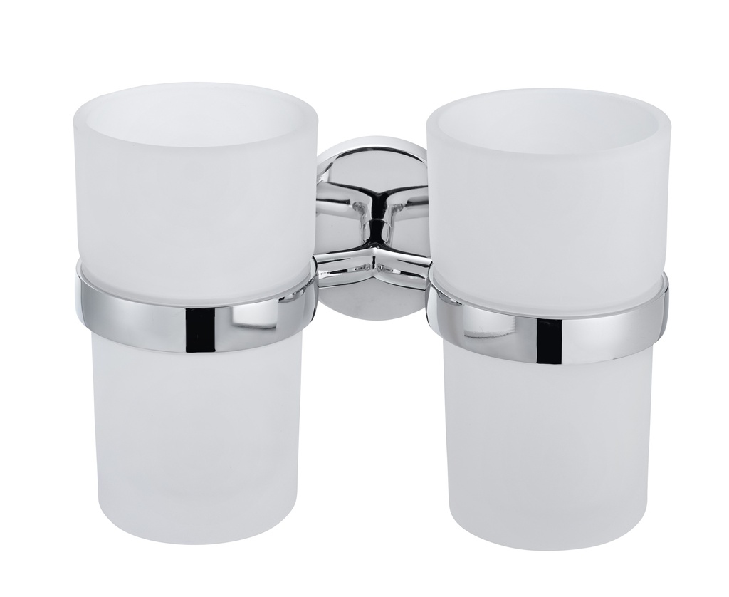 Porte-verre double 16 x 10.4 x 11.5 cm LUI verre véritable opaque, chromé