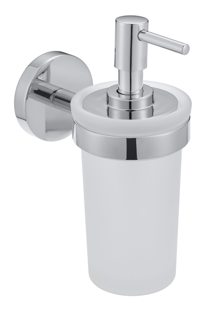Distributeur de savon 6.7 x 15.7 x 11.7 cm LUI verre véritable opaque, chromé