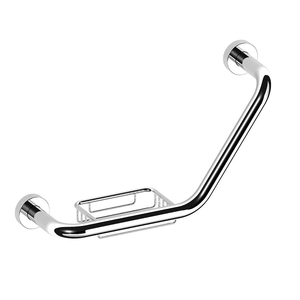 Barre d'appui avec porte-savon LUI 41,7 x 19,7 cm, réversible, chromé 