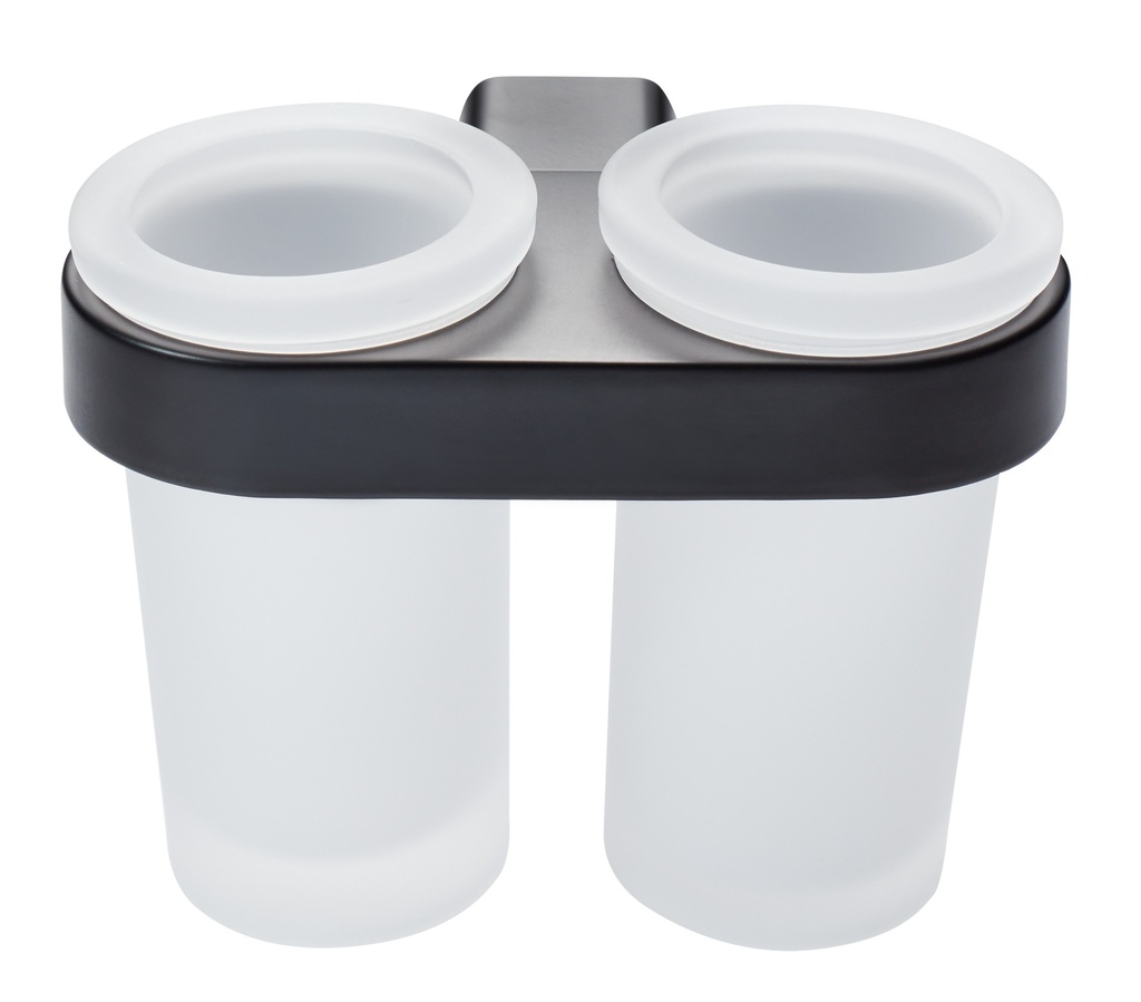 Porte-verre double AIR 14.6 x 11.2 x 9.1 cm, noir mat 