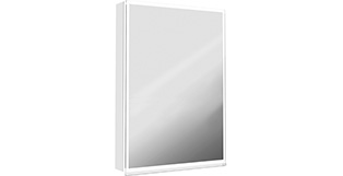 Armoire de toilette ILLUMINATO 2.0 48 x 73 x 13,2 cm profil en aluminium, 1 prise double à l'intérieur en bas à gauche, porte à double miroir charnières à droite, éclairage du cadre par LED 21,87W commande de l'éclairage clavier/application, boîte cosmétique, miroir grossissant inclus, IP24, couleur lumière changeable, blanc