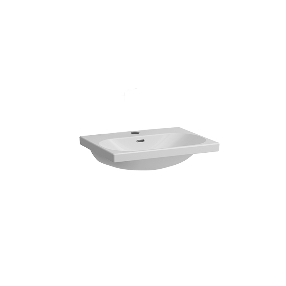 Lavabo LOOK 60 x 46 cm, céramique pour meuble suspendu avec trop-plein, 1 trou robin., standard, blanc