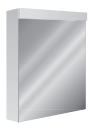 Armoire de toilette AREZZO 60 x 71,2 x 13,4/14,2 cm profil en aluminium 1 porte à double miroir charnières changeable 1 prise double en haut changeable, LED 14 W Lumen en haut 1990, IP24, couleur lum. blanc froid 4000K, classe énergétique D, blanc