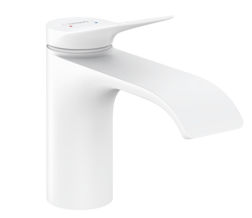 Mélangeur de lavabo VIVENIS 80 S 133 cm, goulot fixe sans vidage, Blanc matt