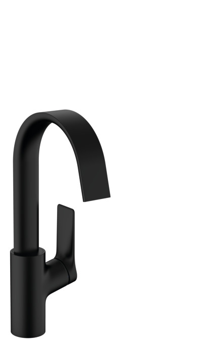 Mélangeur de lavabo VIVENIS 210, S 139 cm, goulot orientable, avec vidage excentrique, Noir mat