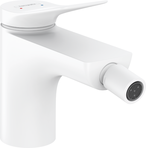 Mélangeur de bidet VIVENIS S 130 mm, goulot fixe buse orientable, avec vidage excentrique, Blanc mat