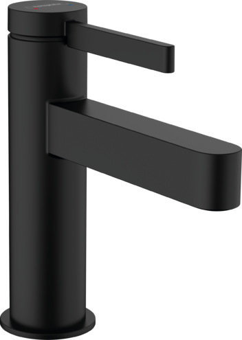 Mélangeur de lavabo FINORIS 100, S 126 cm, goulot fixe avec vidage Push-Open, Noir mat