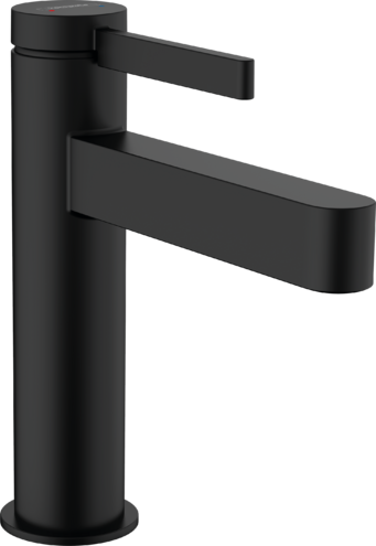 Mélangeur de lavabo FINORIS 110, S 139 cm, goulot fixe avec vidage Push-Open, Noir mat
