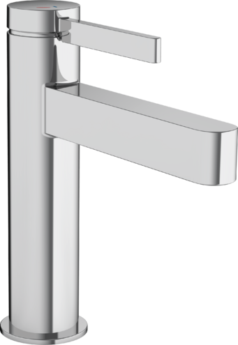 Mélangeur de lavabo FINORIS 110, S 139 cm, goulot fixe CoolStart - eau froide par position de levier au milieu avec vidage Push-Open, Chromé