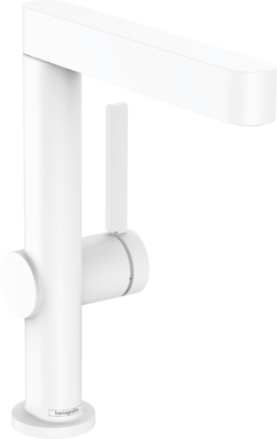 Mélangeur de lavabo FINORIS 230, S 178 cm, goulot orientable, avec vidage Push- Open, Blanc mat