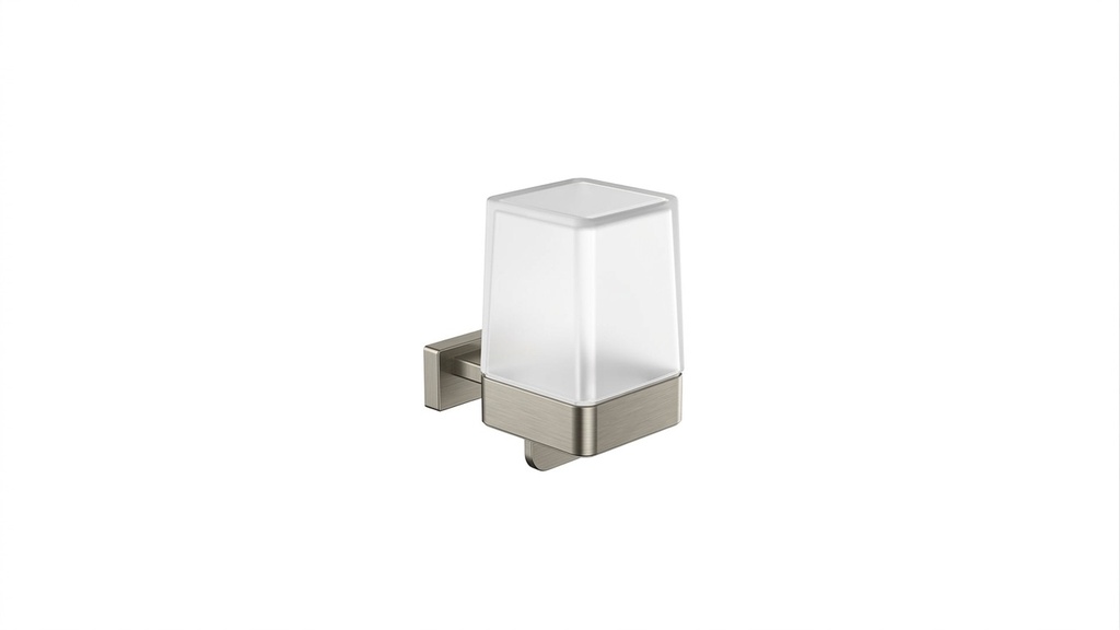 Distributeur de savon à levier mural LEO réservoir en verre satiné, Nickel brossé