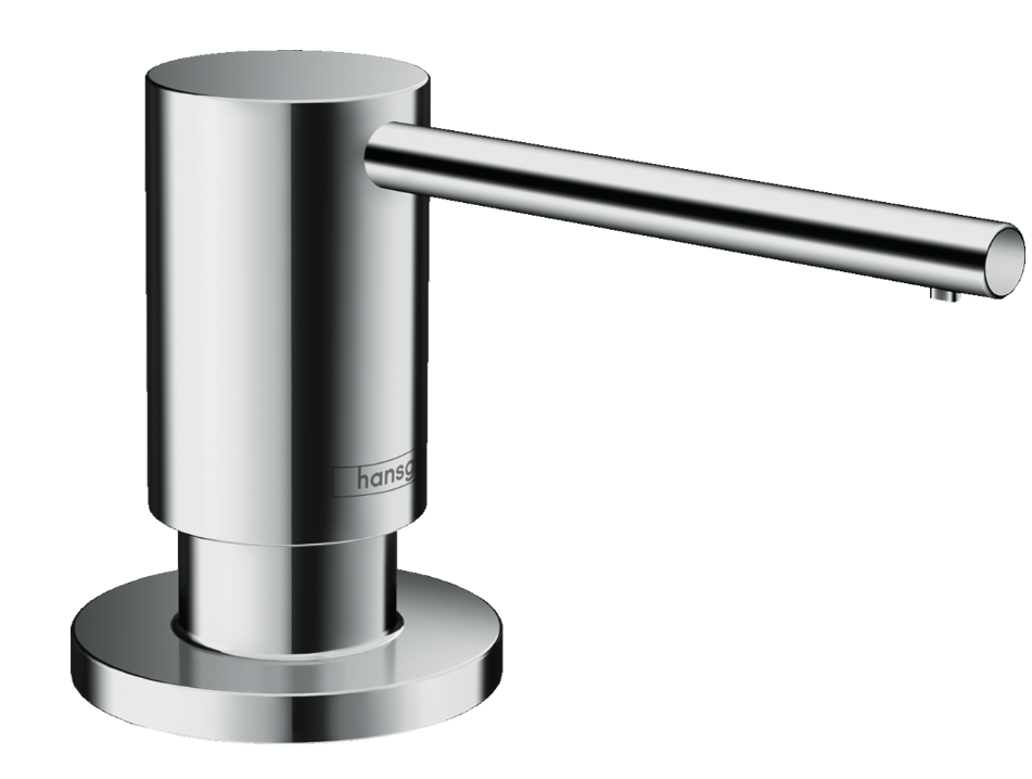 Distributeur de savon FOCUS contenance 500 ml, pour installation dans les comptoirs jusqu'à 55 mm, Noir-Chromé brossé