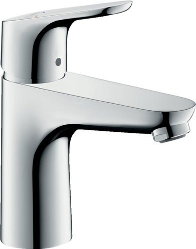 Mélangeur de lavabo FOCUS 100 S 119 mm, goulot fixe aérateur Quick Clean sans vidage excentrique, débit 5 l/min, groupe acoustique I , Chromé