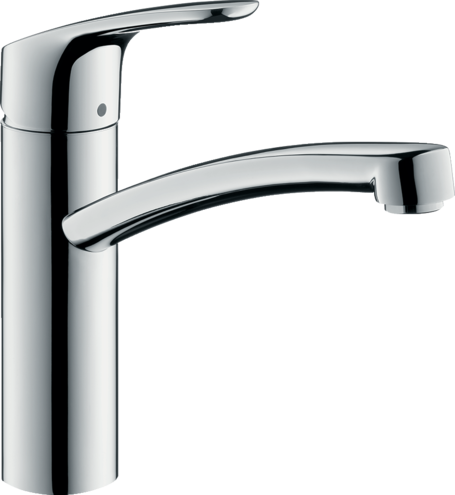 Mélangeur d'évier FOCUS 160 S 220 mm, goulot orientable 360°, aérateur Quick Clean débit 12 l/min groupe acoustique I , Chromé