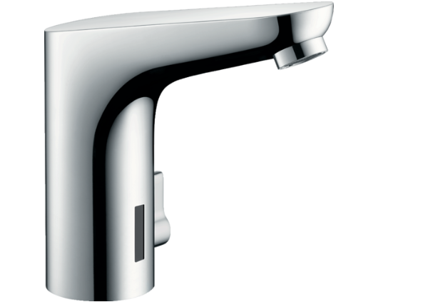 Commande de lavabo FOCUS Electronic, S 127 mm, goulot fixe, commande électronique détecteur infrarouge transformateur 230/6 V régulation de température débit 5 l/min groupe acoustique I , Chromé