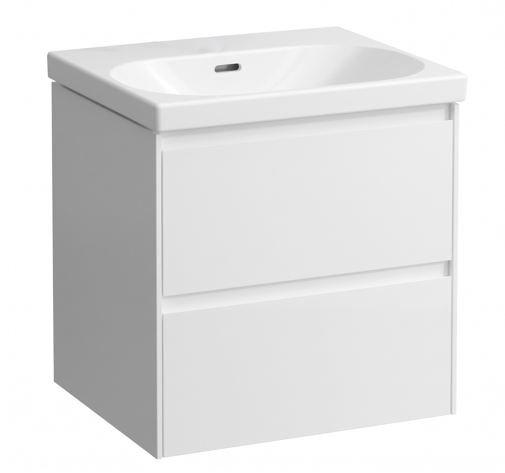 Élément inférieur LOOK 53,5 x 53,0 x 44,0 cm élément à 2 tiroirs pour lavabo 55 cm LOOK, standard, blanc mat