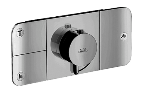 set de montage final 27 x 12 cm , poussoirs pour commander 3 fonctions débit par utilisateur 24 l/min sans corps à encastrer 757 036, groupe acoustique I, Noir mat