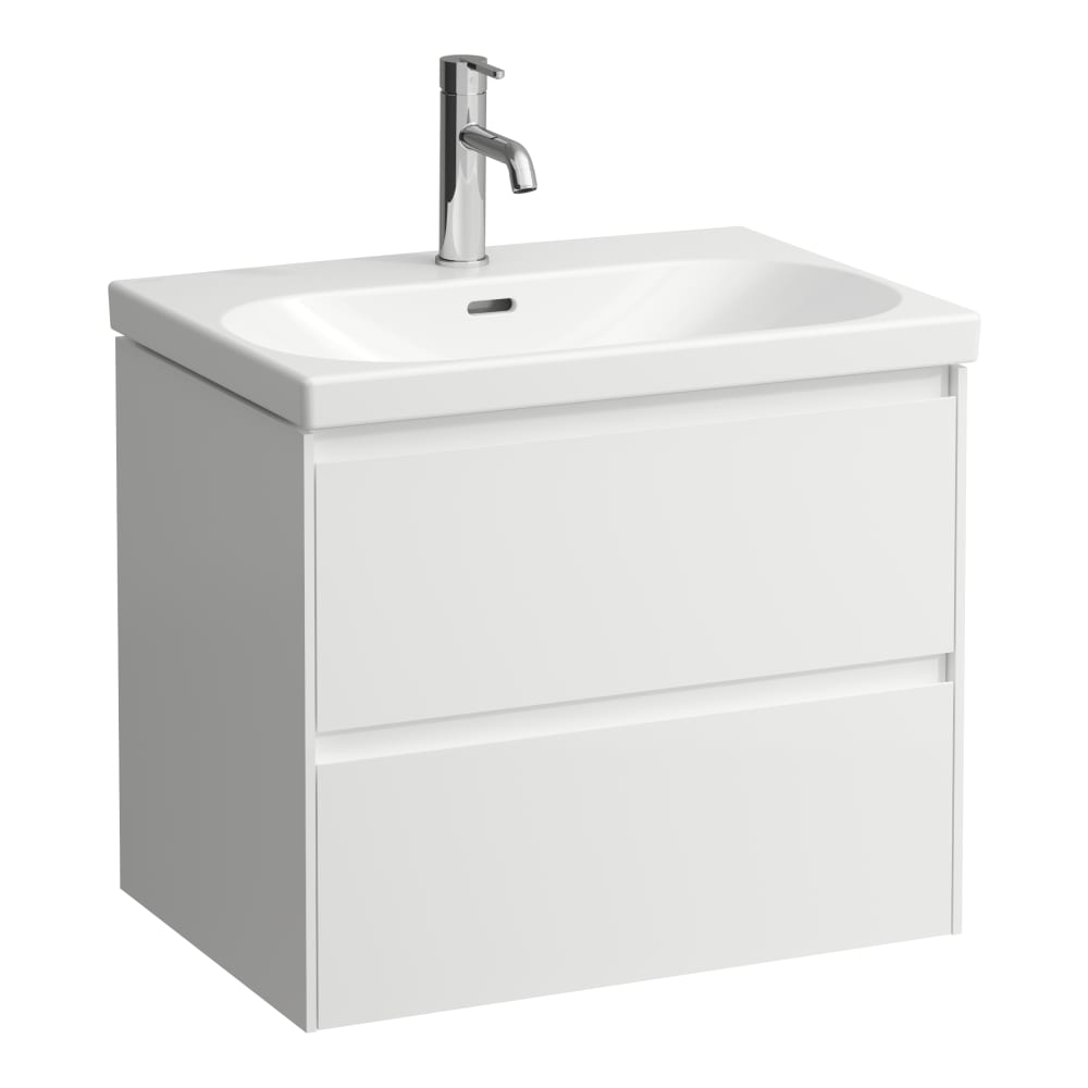 Élément inférieur LOOK 63,5 x 53,0 x 44,0 cm élément à 2 tiroirs pour lavabo 65 cm LOOK, standard, blanc mat