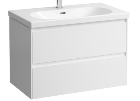 Élément inférieur LOOK 78,5 x 53,0 x 44,0 cm élément à 2 tiroirs pour lavabo 80 cm LOOK, standard, blanc mat