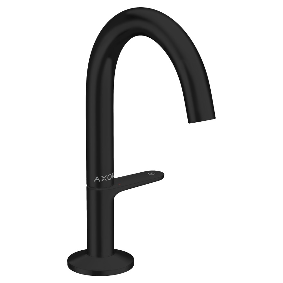 Mélangeur de lavabo One Select 140 Mélangeur de lavabo ONE SELECT 140, S 122 mm, goulot fixe CoolStart - eau froide par position de levier au milieu avec vidage Push-Open débit 5 l/min groupe acoustique I, Noir mat