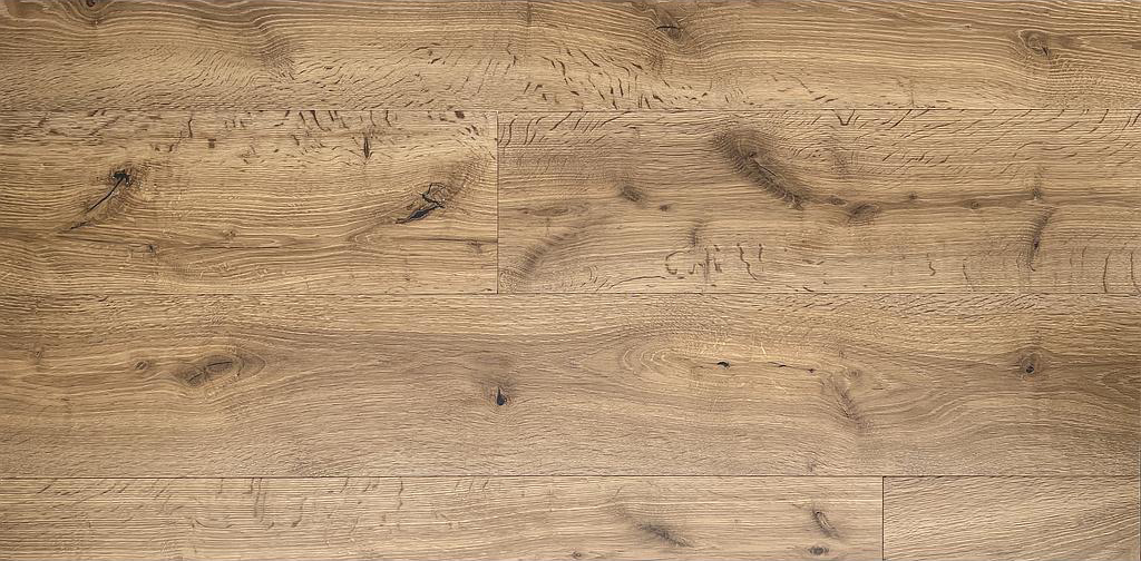 Parquet rainé-crêté 3 plis Symphonie RUSTIQUE 1050 - Chêne brossé. huilé - couleur GALM - couche d'usure 3.6 mm - 2000 x 192 x 15 - 2.688m2/cart. - 94.08m2/pal. - 7.5kg/m2