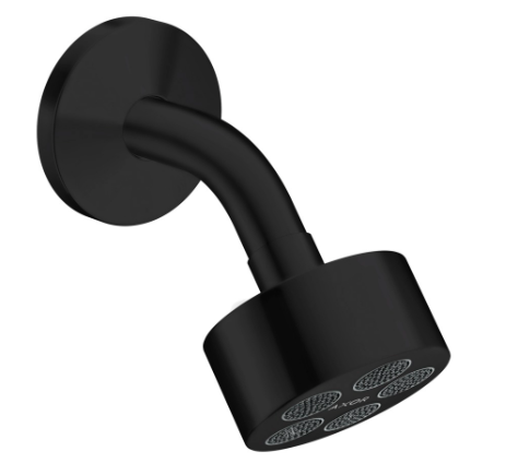 EcoSmart, S 116 mm tête de douche D 73 mm, 1jet PowederRain, joint à rotule débit 8,7 l/min groupe acoustique II , Noir mat