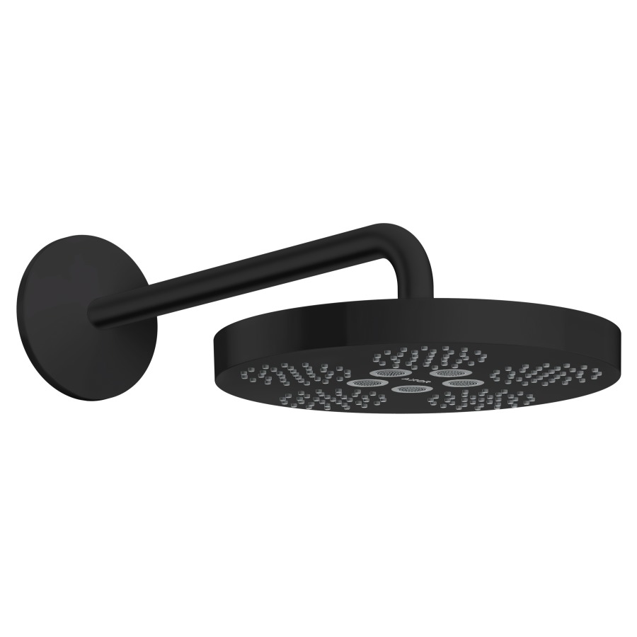Douche murale One 280 D 28 cm, 1jet PowderRain et Rain in combinaison, débit 12,3 l/min, bras de douche 39 cm, groupe acoustique II, Noir mat
