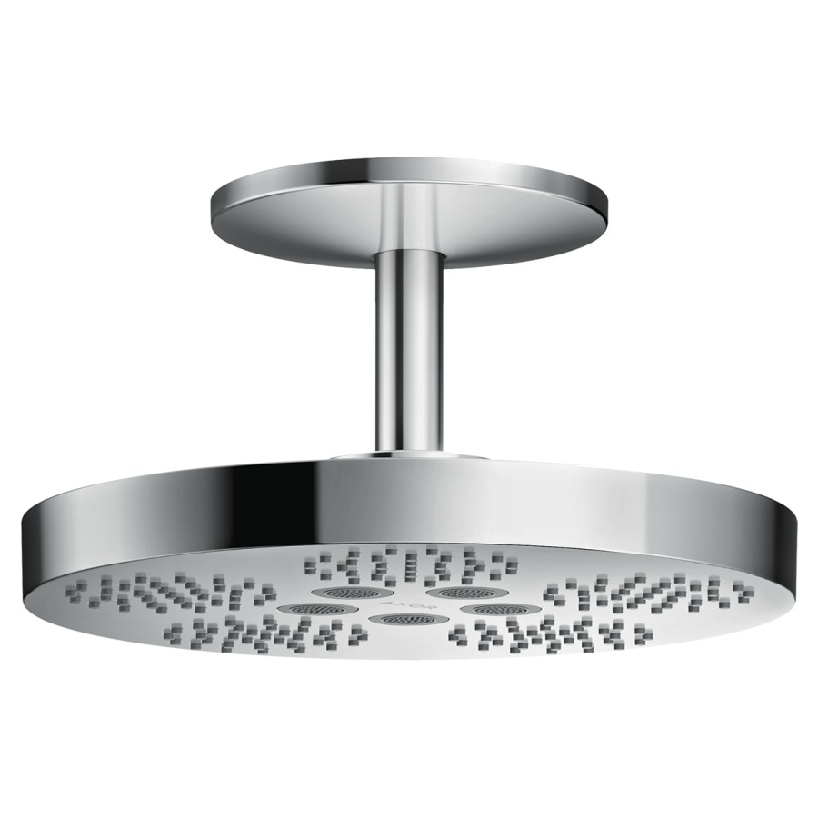 Douche au plafond One 280 D 28 cm, 1jet PowderRain/Rain débit 12,5 l/min, bras de douche au plafond 21,1 cm groupe acoustique II sans corps à encastrer 757 019, Chromé