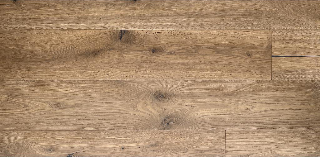 Parquet rainé-crêté 3 plis Symphonie RUSTIQUE 1050 - Chêne brossé. huilé - couleur SCHRECKHORN - couche d'usure 3.6 mm - 2000 x 192 x 15 - 2.688m2/cart. - 94.08m2/pal. - 7.5kg/m2