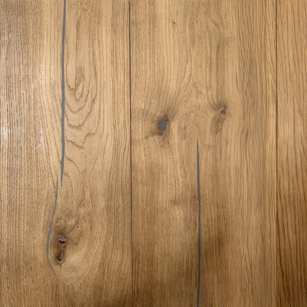 Parquet 3-Plis Edition XL 3-D. Chêne. choix: 2. rustique avec noeuds. séché naturellement. brossé. huilé - 17 - 21 x 2000 - 6000 x 150 - 380 mm - Couche d'usure : env. 5 mm - coloris : Schreckhorn