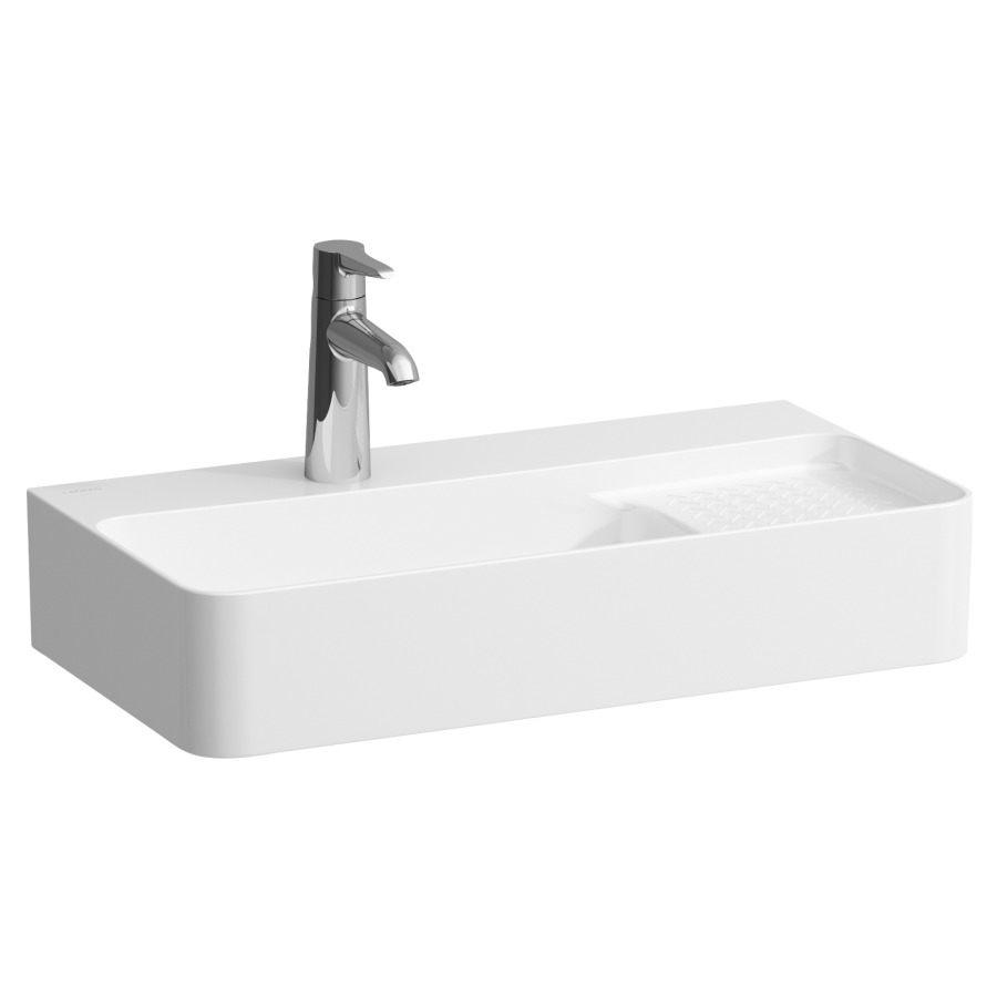 Lavabo Val Compact 1 trou robin., 60 x 31,5 cm, SaphirCéramique tablette à droite avec trop-plein, standard blanc