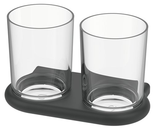 Porte-verre double Nia verre en Tritan incassable clair, Noir mat