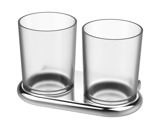 Porte-verres double Nia 2 verres mats, Chromé