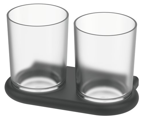 Porte-verres double Nia 2 verres mats, Noir mat