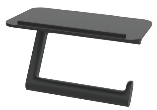 Porte-papier Nia avec tablette, montable à gauche et à droite, Noir mat