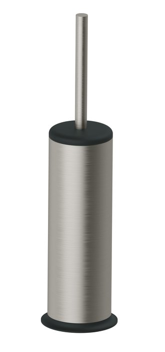 Porte-balai de WC Nia couvercle, insert en plastique et brosse, modèle à poser, Nickel brushed