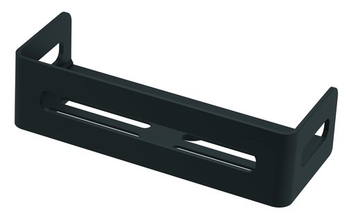 Corbeille de douche rectangulaire Bodenschatz®, fixation cachée, 26,2 x 10,4 cm, H 6 cm avec bride pour coller ou visser,  Noir mat