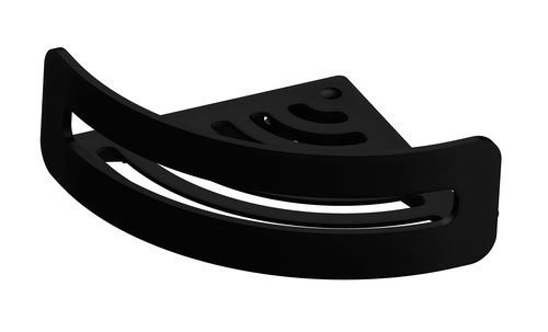Corbeille de douche Bodenschatz®, modèle d'angle fixation cachée, 17 x 17 cm H 6 cm, avec bride pour coller ou visser, Noir mat