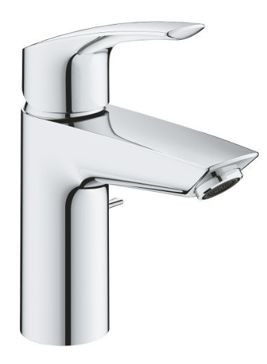 Mélangeur de lavabo SMART, S 109 mm, 1/2" Taille S, ouverture eau froide au centre et mousseur 5.7 l/min, goulot fixe vidage excentrique, classe énergétique A, groupe acoustique 1, chromé