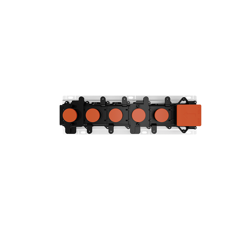 Partie encastrée pour mitigeur thermostatique quatre fonctions avec raccordements 3/4", chromé
