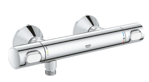 Mitigeur thermostatique Thermes douche, nu, E 150 mm, raccords excentriques en S - 1/2" x 1/2", chromé