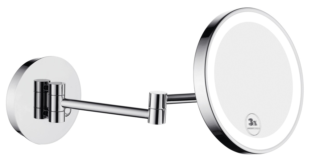 Miroir cosmétique NEON LED D 20 cm, sans câble modèle mural, 5500K blanc, IP44, tension électrique 230V / 50-60 Hz, grossissement 3 fois, classe énergétique A, chromé
