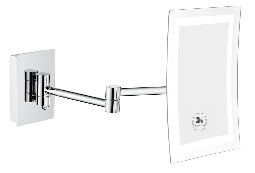 Miroir cosmétique FEON LED 16 x 20 cm, sans câble modèle mural, 5500K blanc, IP44, tension électrique 230V / 50-60 Hz, grossissement 3 fois, classe énergétique A, chromé