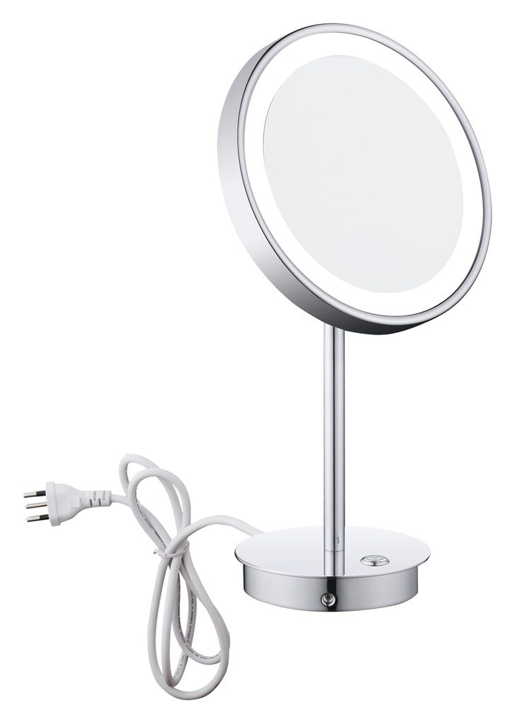 Miroir cosmétique MEON LED D 20 cm, avec câble modèle à poser, 5500K blanc, IP44, tension électrique 230V / 50-60 Hz, grossissement 3 fois, chromé