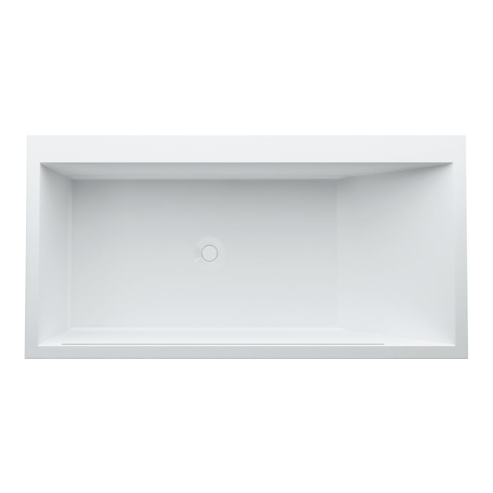 Baignoire KARTELL LAUFEN 170 x 86 x 44 cm, coulée minérale, modèle à encastrer, installation angle à gauche, inclinaison dosseret à droite, commande tactile pour rainure de trop-plein illuminée sur le côté long et plage de robinetterie sur le côté opposé, vidage de baignoire système Clic-Clac, piètement et jeu de fixation au sol, standard, blanc