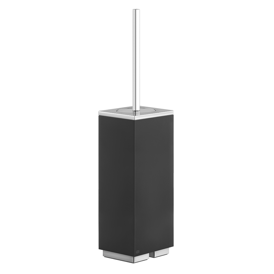 Porte-balai de WC RETTANGOLO modèle à poser, récipient noir, optique finox