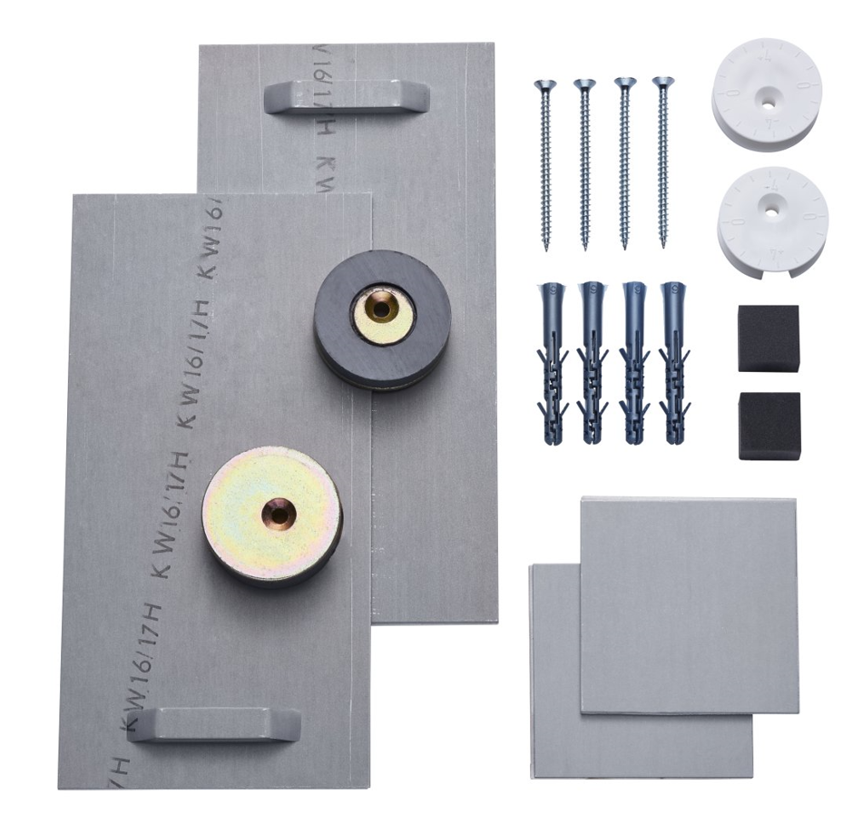 [1617C0544] Fixation à bouton-poussoir pour miroir - set pour surface de miroir jusqu'à 0.8 m2, pas monté